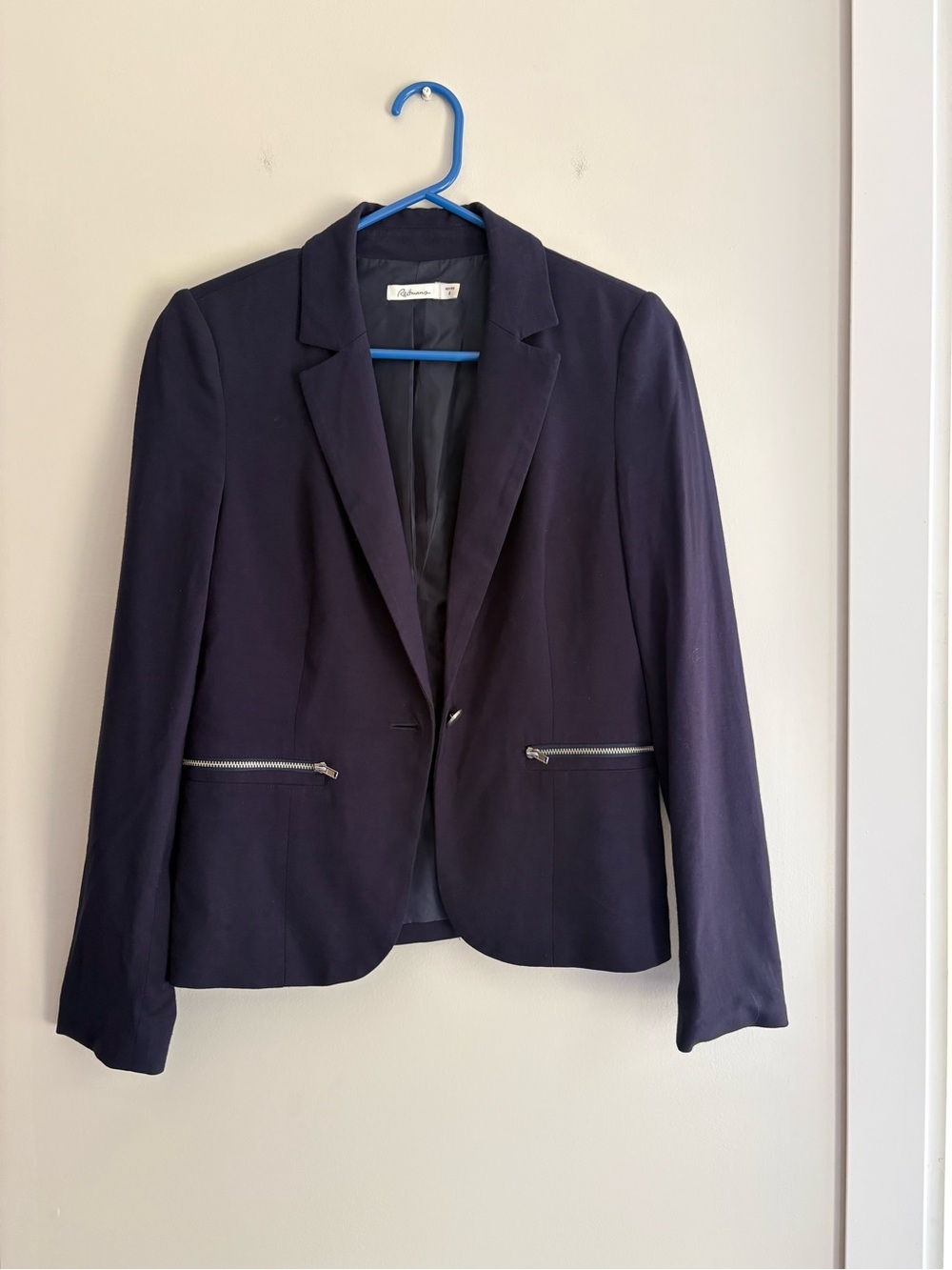 Reitmans Dark Navy Tailored Blazer with Zip Pockets